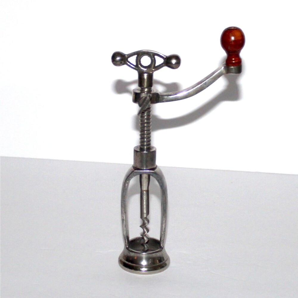 Vintage Corkscrew with handle French Style metal wood